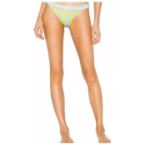 Solid and Striped Rachel Belt Bikini Bottom in Lavender Lime Stripe